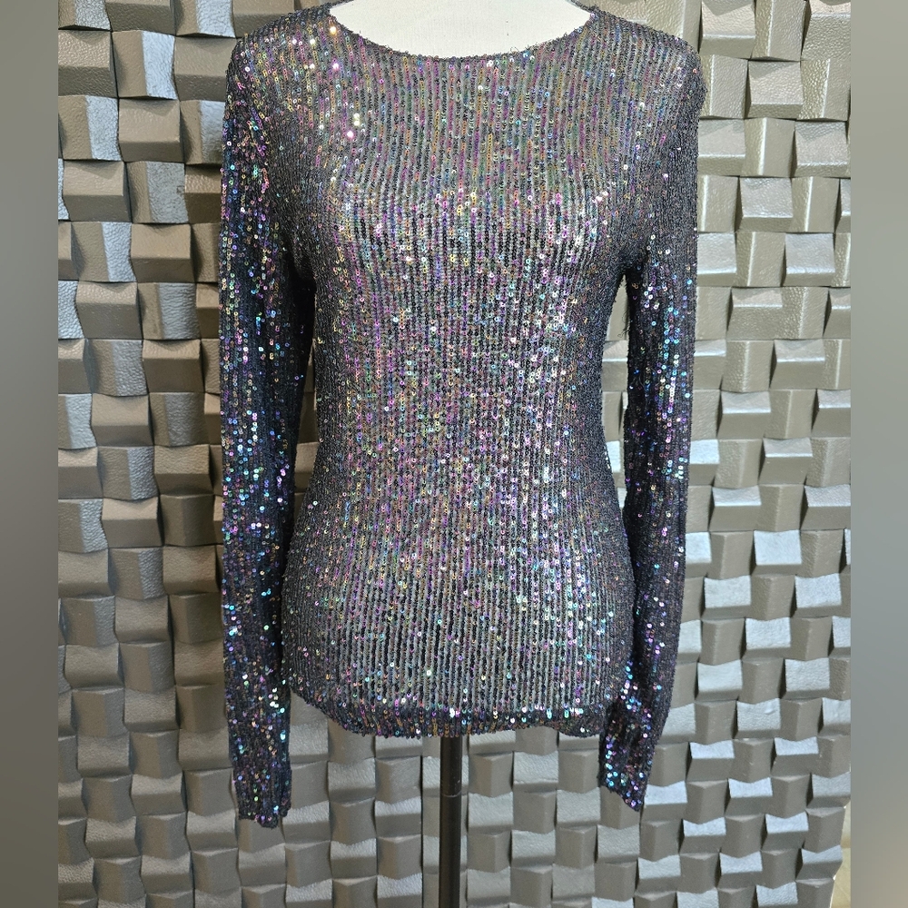 Free People Gold Rush Long Sleeve Top Black/Purple New